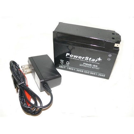 Batteryjack BatteryJack PM4B-BS-FI120005W2 New YT4B - BS AKA CT4B - BS Powersports AGM Battery & 0.5 Amp Charger PM4B-BS-FI120005W2